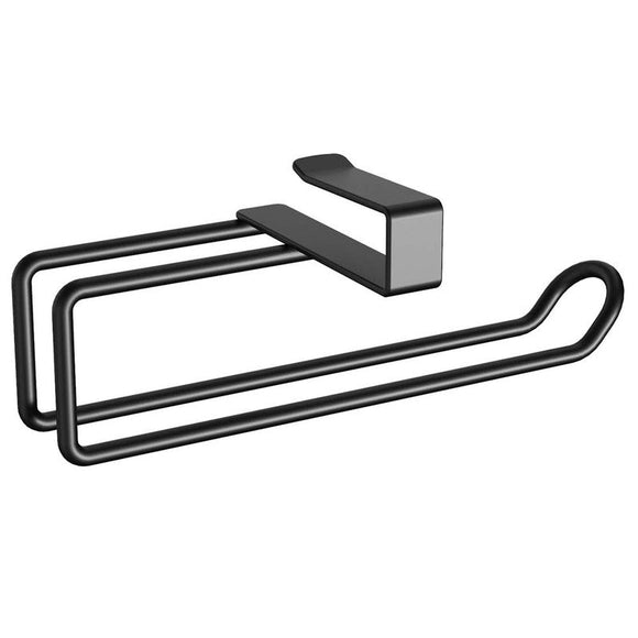 Metal No - punch Roll Paper Rack for Kitchen Cabinet Cling Film Storage Rack - Black - RnR Galore