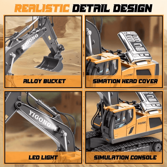 Mini Excavator Toy with Remote & App Control, High - Tech 11 - Channel Alloy & Plastic Engineering Vehicle, Fun Toy for Men, Perfect Gift for Kids. - RnR Galore
