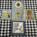 Mini Handcrafted Catholic Pocket Shrine – Foldable Prayer Altar with Silver Cross, Religious Art & Embroidered Prayers, Portable Faith Companion, 6.5 x 5.5 Inches (Blue) - RnR Galore