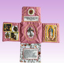 Mini Handcrafted Catholic Pocket Shrine – Foldable Prayer Altar with Silver Cross, Religious Art & Embroidered Prayers, Portable Faith Companion, 6.5 x 5.5 Inches (Purple) - RnR Galore