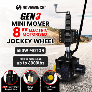 Mini Mover Gen3 12V 550W Electric Motorised Jockey Wheel - Black - RnR Galore