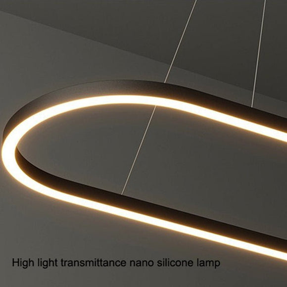 Modern Minimalist Oval Pendant Light Adjustable LED Chandelier Black - RnR Galore