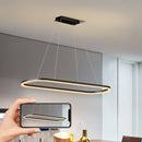 Modern Minimalist Oval Pendant Light Adjustable LED Chandelier Black - RnR Galore