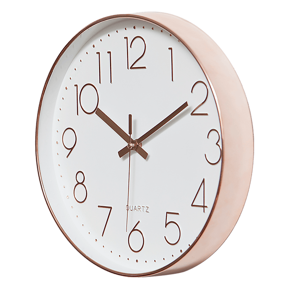 Modern Rose Gold Wall Clock – Silent Non - Ticking Quartz Battery Operated Design - RnR Galore