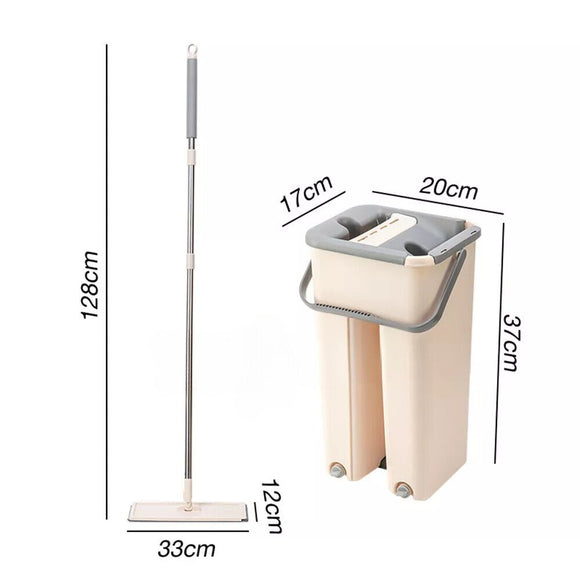 Mop Bucket Wet Dry Rinse Wash 360 Rotating Squeeze Flat Floor Cleaner with Pads - RnR Galore