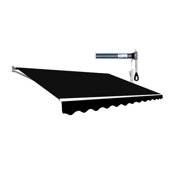 Motorised Outdoor Folding Arm Awning Retractable Sunshade Canopy Black 5.0m x 3.0m - RnR Galore