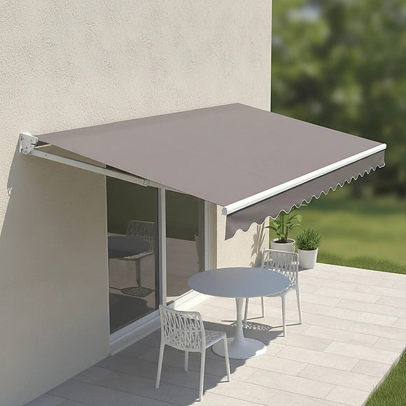 Motorised Outdoor Folding Arm Awning Retractable Sunshade Canopy Grey 3.0m x 2.5m - RnR Galore