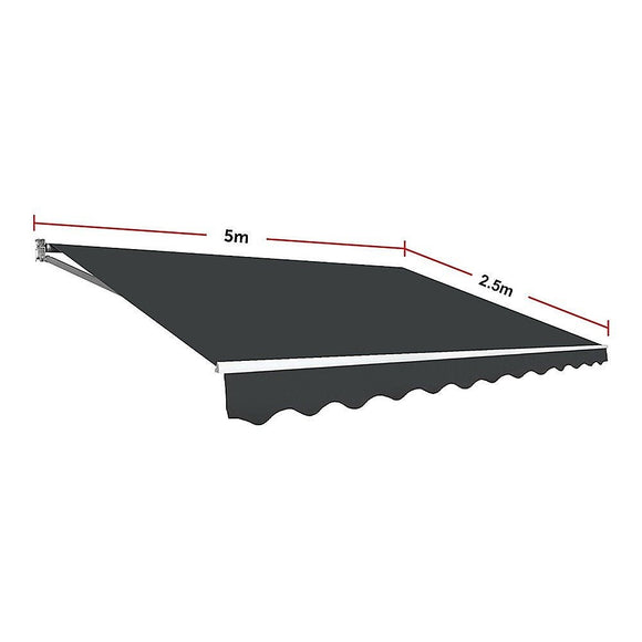 Motorised Outdoor Folding Arm Awning Retractable Sunshade Canopy Grey 5.0m x 2.5m - RnR Galore