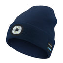 Navy blue Wireless Bluetooth Beanie Hat with USB Rechargeable LED Headlight - Unisex Knit Cap for Running & Camping - RnR Galore