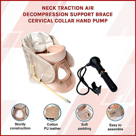 Neck Traction Air Decompression Support Brace Cervical Collar Hand Pump - RnR Galore