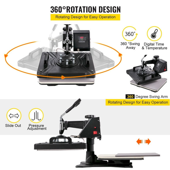 New Digital Clamshell 12" X 15" (29 X 38cm) Heat Transfer Press T-Shirt Sublimation Machine - RnR Galore
