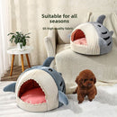 Novelty Shark Pet Cave Bed Enclosed Cozy Sleeping Nest for Cats and Small Dogs Soft Flannel Year Round Comfort Light Blue L Size - RnR Galore