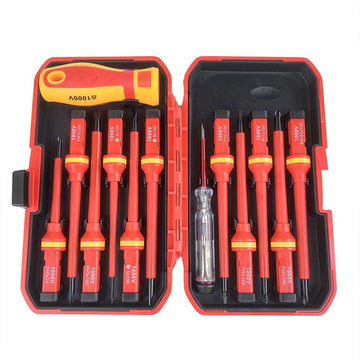 Orange Insulated Screwdriver Set - Multi - Bit Electrician's Tool Kit with Magnetic Tips & Quick - Change Handle(6136) - RnR Galore