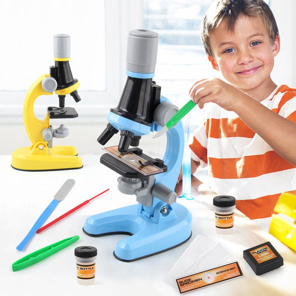 Orange Kids Biological Microscope Kit 100x 400x 1200x LED Magnification STEM Science Toy for School Students with Sample Slides - RnR Galore