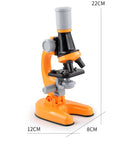 Orange Kids Biological Microscope Kit 100x 400x 1200x LED Magnification STEM Science Toy for School Students with Sample Slides - RnR Galore