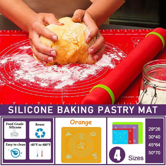 Orange Reusable Non - Stick Silicone Rolling Dough Mat Cake Pastry Baking Fondant Sheet - 29*26cm - RnR Galore