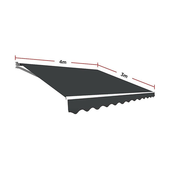 Outdoor Folding Arm Awning Retractable Sunshade Canopy Grey 4.0m x 3.0m - RnR Galore