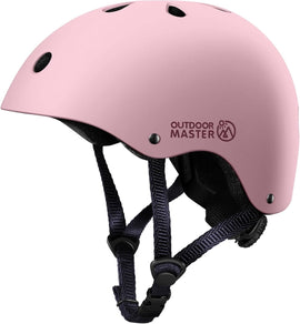 OutdoorMaster Youth & Kids Bike Helmet - Adjustable Multi - Sports Skateboard Helmet with Removable Liners for Balance Bike, Toddler Scooter, One Wheel Hoverboard - Light Pink - Large - RnR Galore