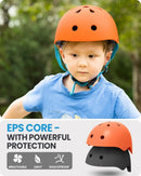 OutdoorMaster Youth & Kids Bike Helmet - Adjustable Multi - Sports Skateboard Helmet with Removable Liners for Balance Bike, Toddler Scooter, One Wheel Hoverboard - Orange - Small - RnR Galore