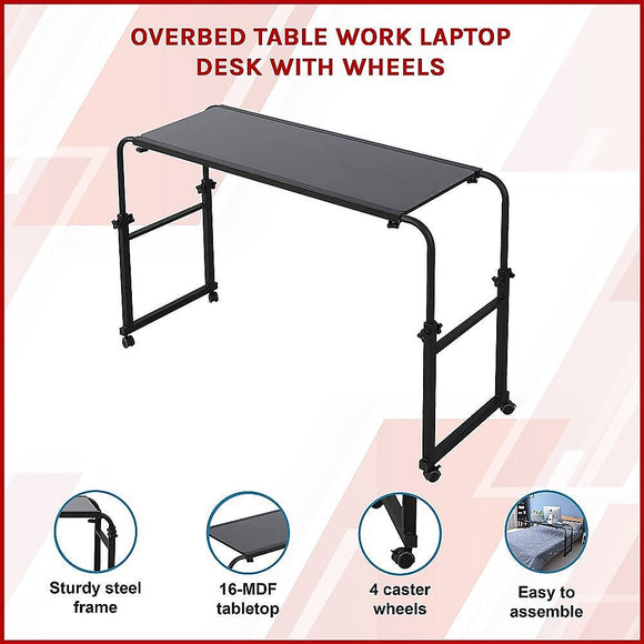 Overbed Table Work Laptop Desk with Wheels - RnR Galore