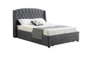 Paris Tall Tufted Velvet Dark Grey Bed with Storage Drawer - King - RnR Galore