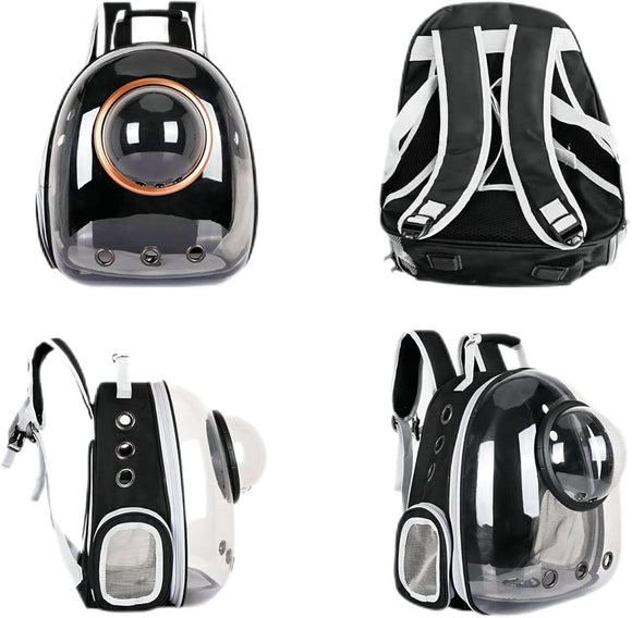 pet products Pet Space Capsule Backpack, Small Medium Cat Puppy Dog Carrier, Transparent Breathable Heat Proof, Pet Carrier for Travel Hiking Walking Camping, Grey - RnR Galore