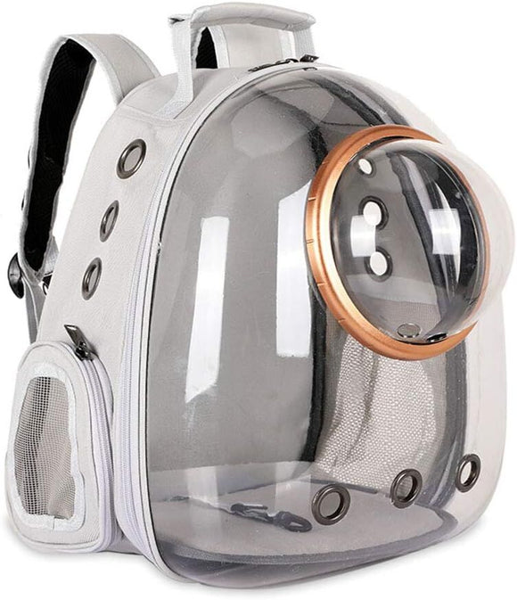 pet products Pet Space Capsule Backpack, Small Medium Cat Puppy Dog Carrier, Transparent Breathable Heat Proof, Pet Carrier for Travel Hiking Walking Camping, Grey - RnR Galore