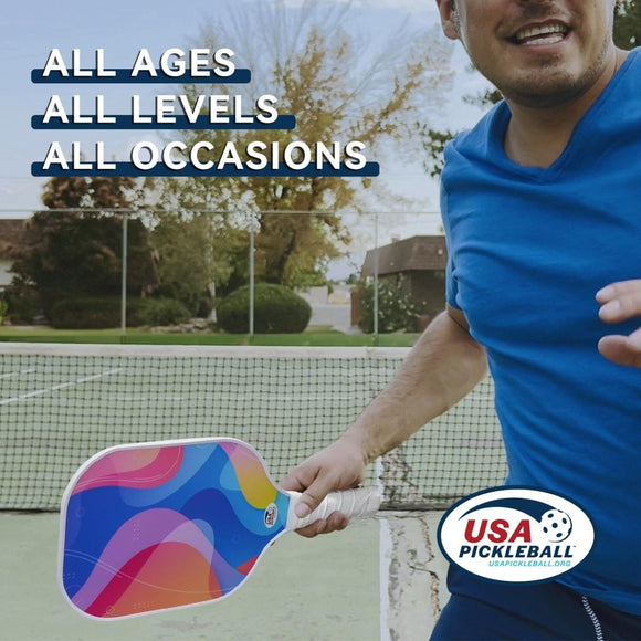 Pickleball Paddle Set with 4 Balls – Fiberglass Surface, Lightweight Grip | Indoor & Outdoor Play - RnR Galore