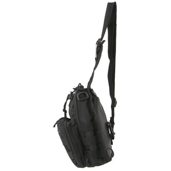 Pierre Cardin Cross Body Tactical Sling Bag Rucksack Army Style in Black - RnR Galore