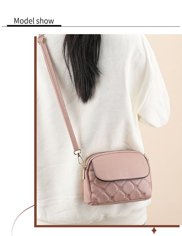 Pink Chic Quilted Crossbody Bag - Multi - Compartment PU Leather Shoulder Purse - RnR Galore