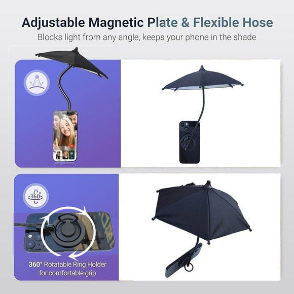 Pink Magnetic Phone Umbrella Sun Shade - Clear Outdoor Screen Visor, Anti - Glare Mini Parasol for iPhone - RnR Galore