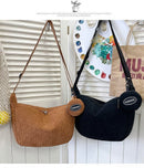 Pink Minimalist Corduroy Crossbody Bag – Large Capacity Single Shoulder & Diagonal Sling Bag in Korean Style - RnR Galore