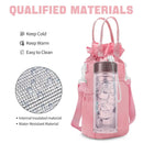 Pink Protective Crossbody Water Bottle Holder with Pockets, Fits 40oz Stanley Tumbler - RnR Galore
