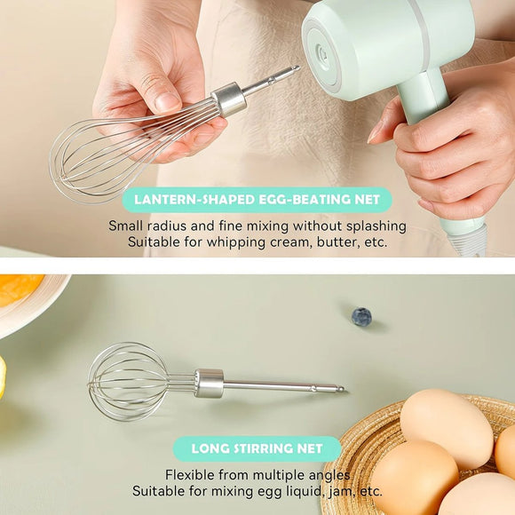 Pink Wireless charging handheld mixer, 30W with three - speed settings. Dual whisk heads designed for whipping eggs, cream, and batter. Suitable for both kitchen and outdoor use, also an ideal gift. - RnR Galore