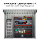 PlantCraft Galvanised Steel Garden Shed 2.38 x 1.31 x 1.82m, with 2 Sliding Doors, 2 Air Vents, Skillion Roof, Floor Frame - RnR Galore