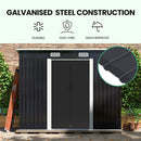 PlantCraft Galvanised Steel Garden Shed 2.38 x 1.31 x 1.82m, with 2 Sliding Doors, 2 Air Vents, Skillion Roof, Floor Frame - RnR Galore