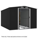 PlantCraft Galvanised Steel Garden Shed 2.58 x 3.13 x 2.02m, with 2 Sliding Doors, 4 Air Vents, Gable Roof, Floor Frame - RnR Galore