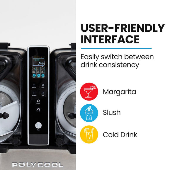 POLYCOOL 9L Triple Tank Slushie Machine, Independent Digital Control Slushy Maker - RnR Galore