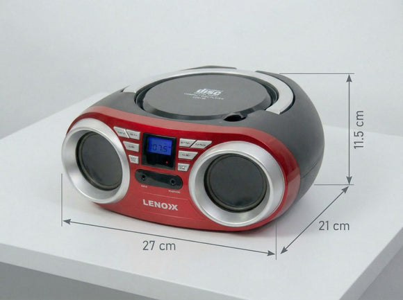 Portable CD Player (Red) 4W Speaker with FM Radio & AUX In - RnR Galore