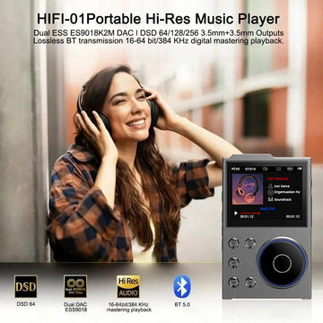Portable Hi - Res Digital Audio Player - DSD, Dual DAC, Bluetooth 5.0, Expandable Storage(BLACK 16GB + 16GB) - RnR Galore