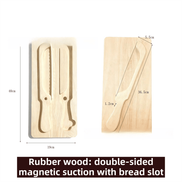 Portable Magnetic Bread Slicing Set: Serrated Toast Knife with Integrated Wooden Cutting Board - RnR Galore