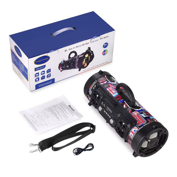 Portable Wireless Speaker - FM Radio, USB/TF Playback, AUX Input, Microphone Support & 2000mAh Battery(Blue and black) - RnR Galore