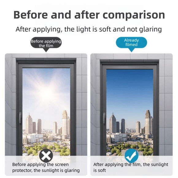 Premium 6 - Layer Aurora Blue Window Film for Home/Office – Reflective One - Way Privacy, 50cm x 2m One Roll, UPF 50+ UV Block,With Full Install Tools - RnR Galore
