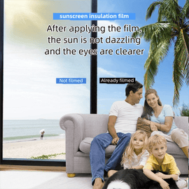 Premium 6 - Layer Dark Grey Window Film for Home/Office – Reflective One - Way Privacy, 50cm x 2m One Roll, UPF 50+ UV Block,With Full Install Tools - RnR Galore