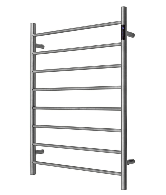 Premium Gunmetal Heated Towel Rack with LED control - 8 Bars, Round Design, AU Standard, 1000x850mm Wide - RnR Galore