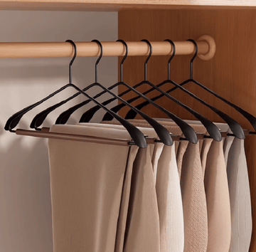 Premium Solid Wood Clothes Hangers Set of 6 - Wide Shoulder Non - Slip Suit Hangers - RnR Galore