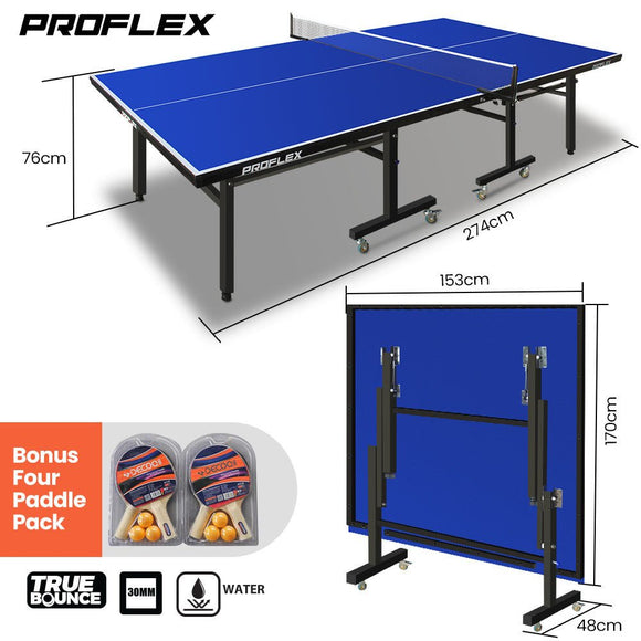 Proflex Table Tennis Table, with 4 Player Ping Pong Paddle and Pingpong Ball Pack - RnR Galore