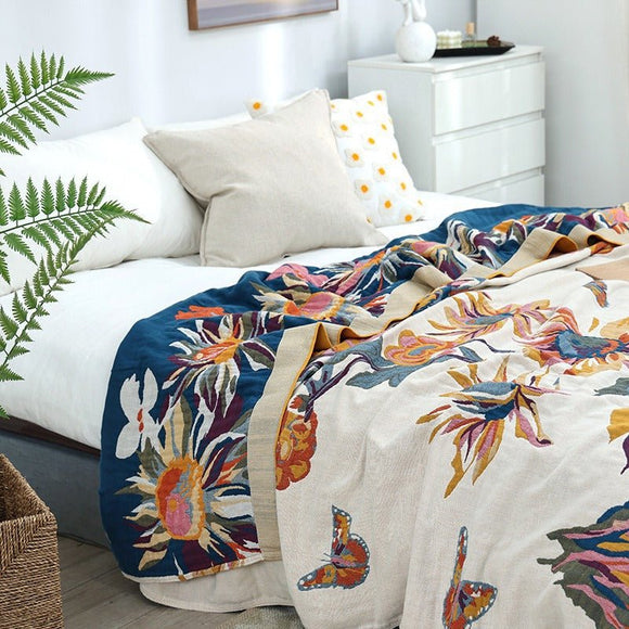 Pure Cotton Multi - Layer Gauze Blanket(Classic A, 150 cm x 200 cm) - Lightweight, Ultra - Breathable, and Moisture - Wicking Summer Quilt for Hot Sleepers - RnR Galore