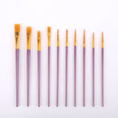 Purple Versatile 10 - Piece Artist Paint Brush Set (10 Sets Included) - for Acrylic, Oil, Watercolor & Gouache Painting - RnR Galore