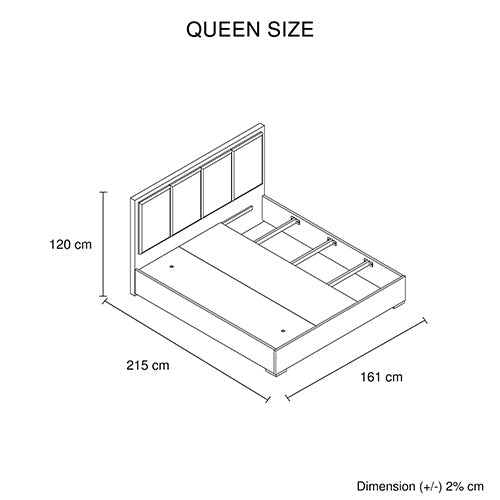 Queen Bed Frame Fabric Upholstery MDF in Cement Colour - RnR Galore